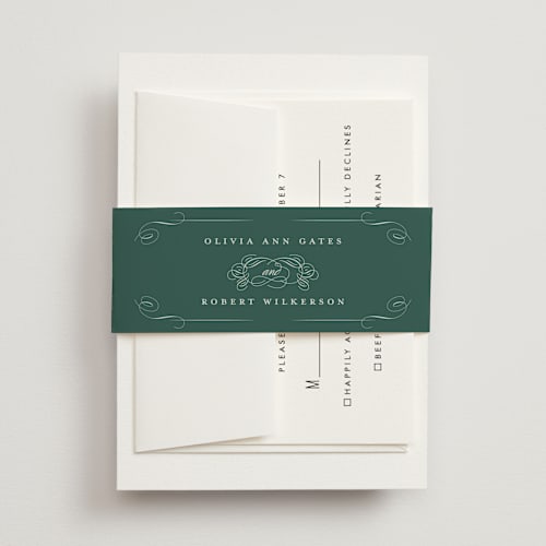 This is a emerald belly bands with standard by Kimberly Morgan called chantilly printing on signature text in belly band