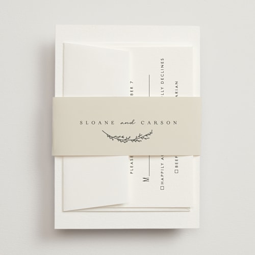 This is a almond belly bands with standard by Brianne Larsen called branched printing on signature text in belly band