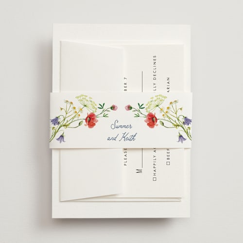 This is a ivory belly bands with standard by frau brandt called wildflower romance printing on signature text in belly band