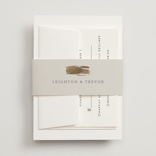This is a sand belly bands with foil pressed by Melinda Denison called gilded palm printing on signature text in belly band