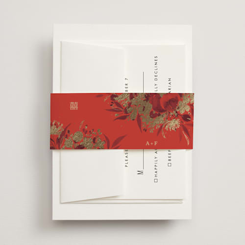 This is a cherry belly bands with foil pressed by Shannon Chen of Four Wet Feet Studio called happiness printing on signature text in belly band