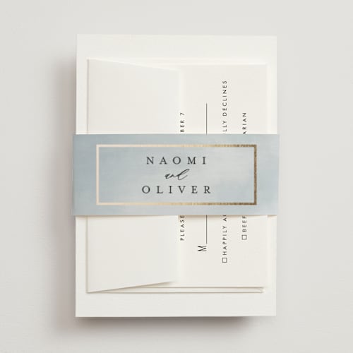 This is a pearl belly bands with foil pressed by Nicole Walsh called gilded frame printing on signature text in belly band