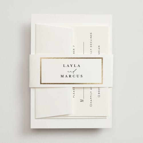 This is a vanilla belly bands with foil pressed by Susan Moyal called classic love printing on signature text in belly band