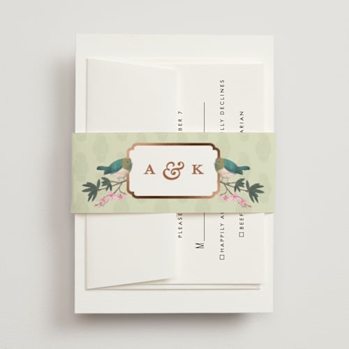 This is a pista belly bands with foil pressed by Teju Reval called royal wedding printing on signature text in belly band