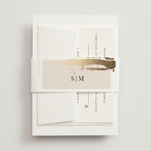 This is a blush belly bands with foil pressed by Hannah Williams called modern serene printing on signature text in belly band