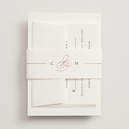 This is a silk belly bands with foil pressed by Kelly Schmidt called framed monogram printing on signature text in belly band