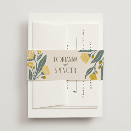 This is a buttercup belly bands with foil pressed by Karidy Walker called storybook garden printing on signature text in belly band