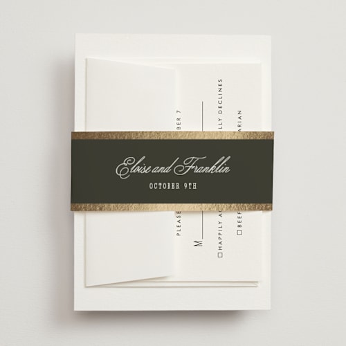 This is a graphite belly bands with foil pressed by Everett Paper Goods called hillside printing on signature text in belly band