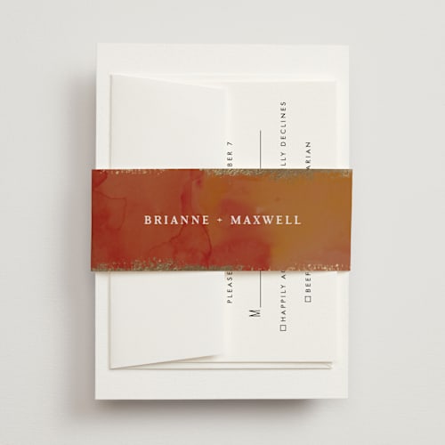 This is a autumn belly bands with foil pressed by Itsy Belle Studio called autumn leafs printing on signature text in belly band