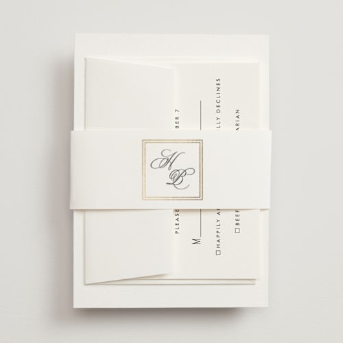 This is a snow belly bands with foil pressed by Sarah Brown called traditionalist printing on signature text in belly band