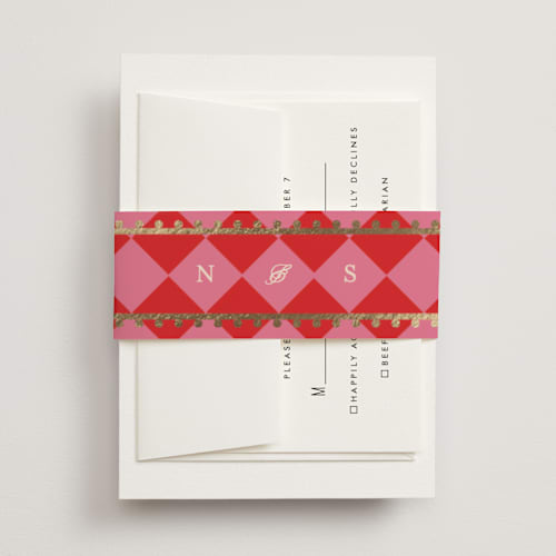 This is a carnation belly bands with foil pressed by Creo Study called mandapam printing on signature text in belly band