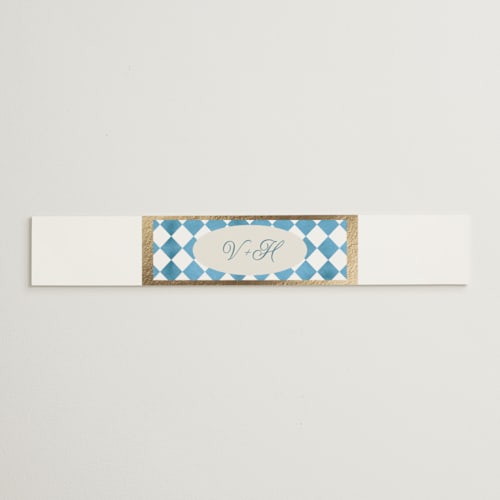 This is a sky belly bands with foil pressed by Jackie Crawford called knightsbridge printing on signature text in belly band