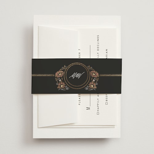 This is a ebony belly bands with foil pressed by Ana de Sousa called timeless nature printing on signature text in belly band