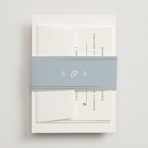 This is a blue bonnet belly bands with foil pressed by Erin L. Wilson called meadow printing on signature text in belly band