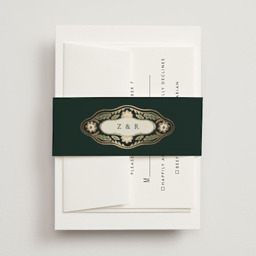 This is a emerald belly bands with foil pressed by Jen Owens called frame printing on signature text in belly band