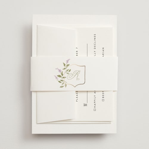 This is a lilac belly bands with foil pressed by Kristie Kern called marmont printing on signature text in belly band