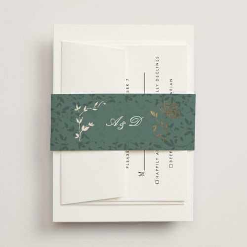This is a eucalyptus belly bands with foil pressed by Simona Camp called southern romance printing on signature text in belly band