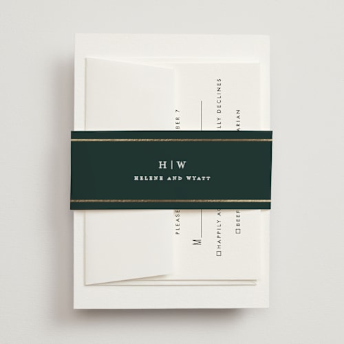 This is a forest belly bands with foil pressed by Stacey Meacham called style and grace printing on signature text in belly band