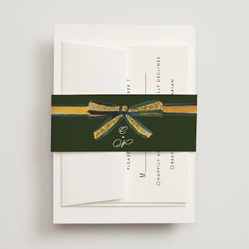 This is a golden belly bands with foil pressed by Claudia Orengo called tuileries printing on signature text in belly band