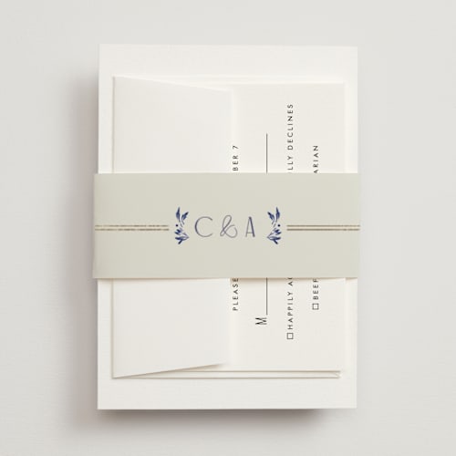 This is a dynasty blue belly bands with foil pressed by Ana de Sousa called tiled romance printing on signature text in belly band