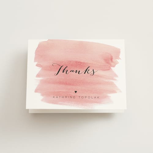 This is a rose pink wedding thank you cards with standard by Magdalena Earnest called classic printing on strathmore in standard