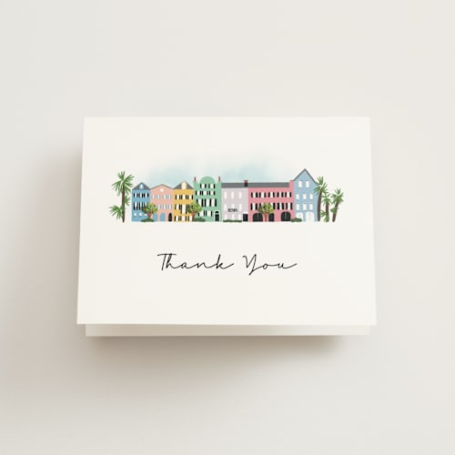 This is a cloud wedding thank you cards with standard by Becky Nimoy called rainbow row weekend printing on strathmore in standard