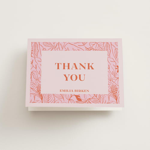This is a roses wedding thank you cards with standard by Pati Cascino called tropical getaway printing on strathmore in standard