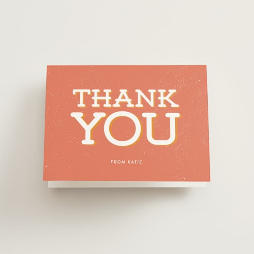 This is a coral wedding thank you cards with standard by Cindy Reynolds called nash bash printing on strathmore in standard