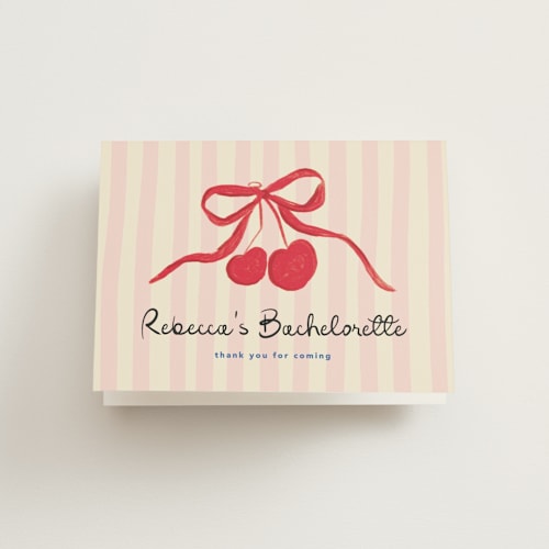 This is a cherry wedding thank you cards with standard by Creo Study called mon cherie printing on strathmore in standard