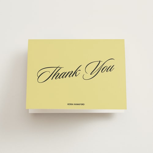 This is a butter wedding thank you cards with standard by Inkblot Design called cocktails and convos printing on strathmore in standard
