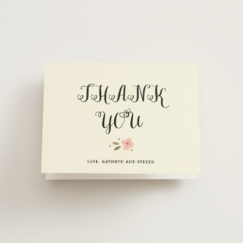 This is a blush wedding thank you cards with standard by Susan Brown called beginning printing on strathmore in standard