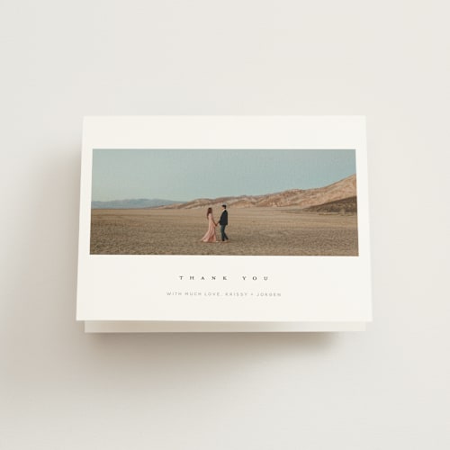 This is a salt wedding thank you cards with standard by Stephanie Hawkes called krista printing on strathmore in standard