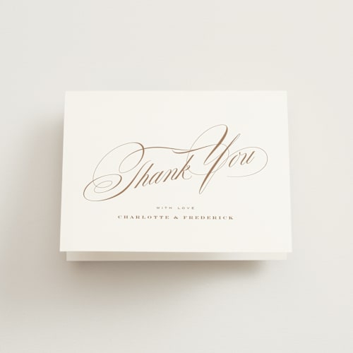 This is a cocoa wedding thank you cards with standard by chocomocacino called gelt printing on strathmore in standard