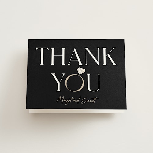 This is a onyx wedding thank you cards with standard by Robert and Stella called mr. & mrs. printing on strathmore in standard