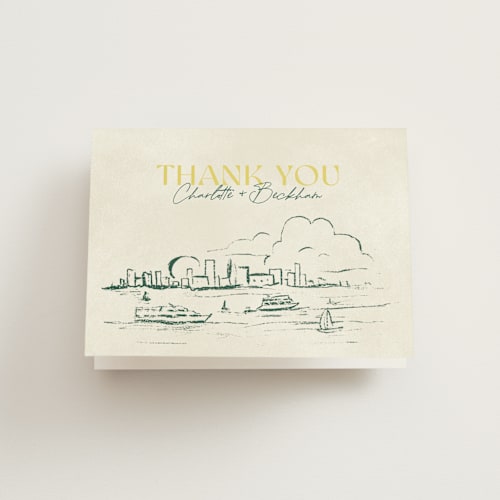 This is a island citrus wedding thank you cards with standard by Pixel and Hank called coastal drift printing on strathmore in standard