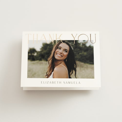 This is a snow wedding thank you cards with foil pressed by Yaling Hou Suzuki called modern take printing on strathmore in standard