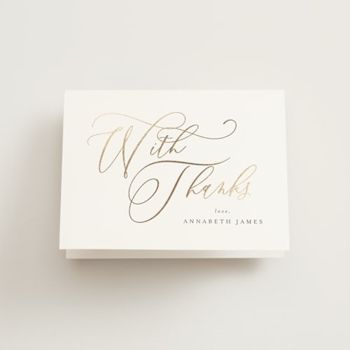 This is a waterlily wedding thank you cards with foil pressed by Melanie Kosuge called posh printing on strathmore in standard