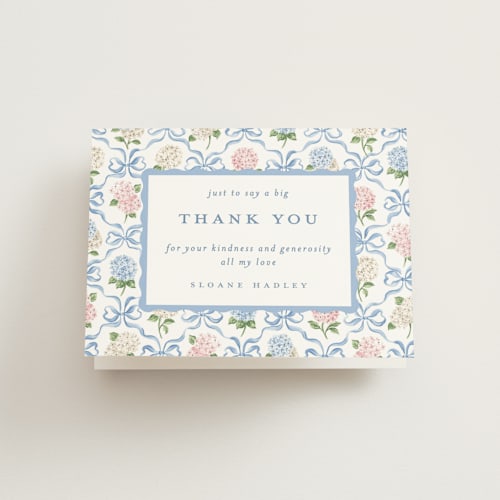 This is a cloud bridal shower thank you cards with standard by Sarah Knight called martha printing on strathmore in standard