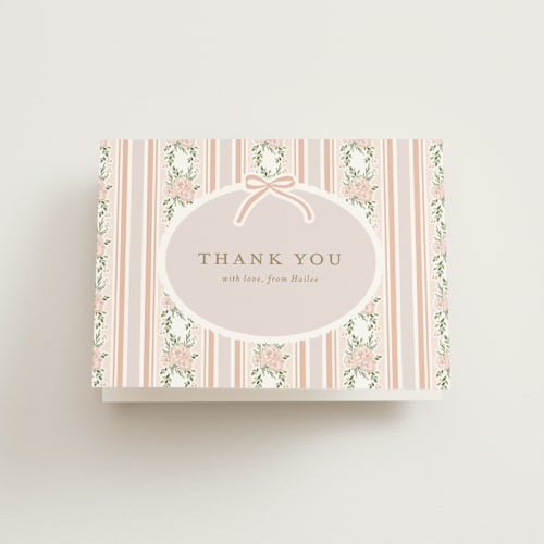 This is a petal bridal shower thank you cards with standard by Jennifer Postorino called sweet celebration printing on strathmore in standard