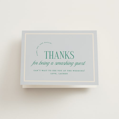 This is a sky bridal shower thank you cards with standard by Leia Matt called racquet club printing on strathmore in standard