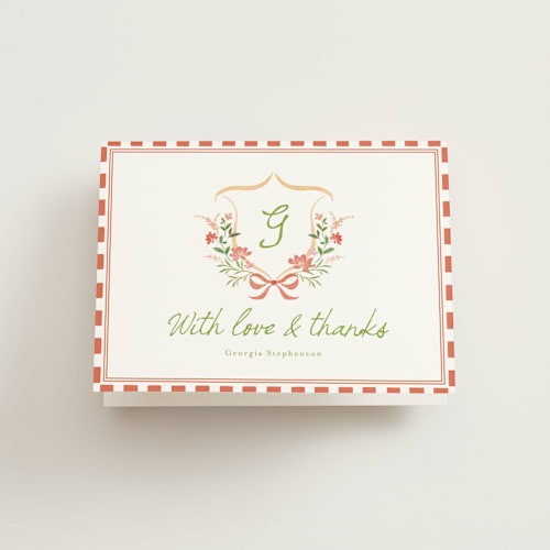 This is a sunset bridal shower thank you cards with standard by Melanie Kosuge called grandview printing on strathmore in standard