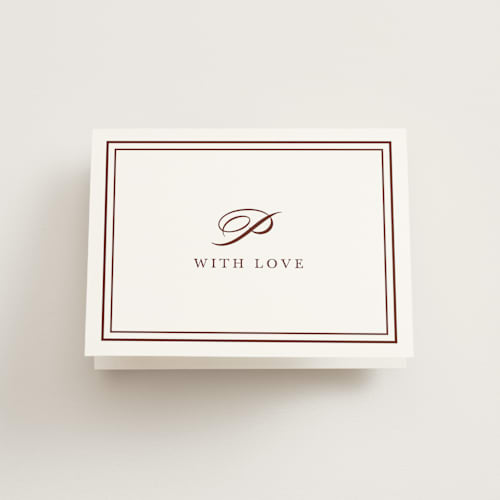 This is a mahogany bridal shower thank you cards with standard by Katie Ylinen called east coast formal printing on strathmore in standard