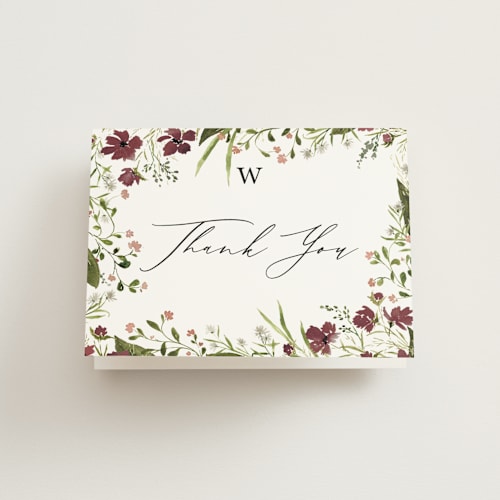 This is a wine bridal shower thank you cards with standard by Kate Ahn called briar printing on strathmore in standard