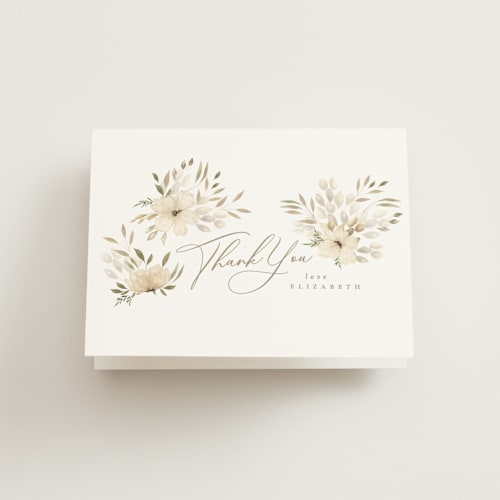 This is a elegant spring bridal shower thank you cards with standard by Phrosné Barwood called floral bride printing on strathmore in standard