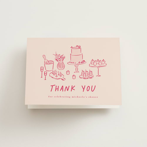 This is a creme bridal shower thank you cards with standard by chocomocacino called atherina printing on strathmore in standard