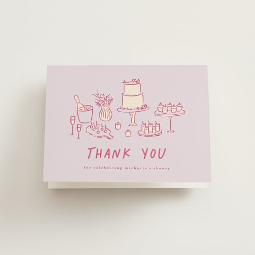 This is a lavender bridal shower thank you cards with standard by chocomocacino called atherina printing on strathmore in standard