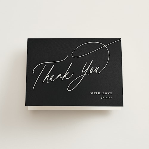 This is a caviar bridal shower thank you cards with standard by Joanna Griffin called minimal printing on strathmore in standard