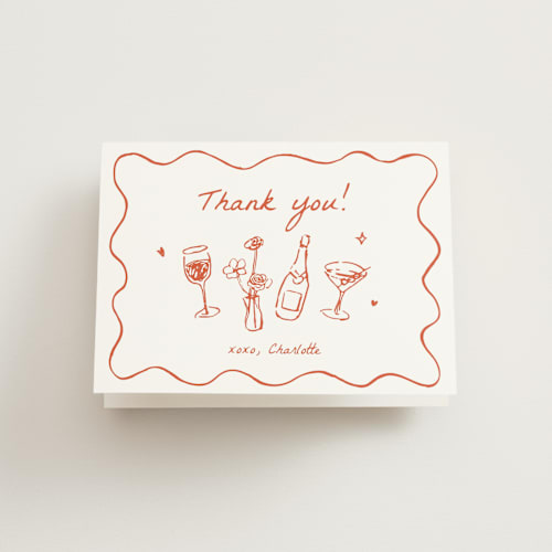 This is a verona sunset bridal shower thank you cards with standard by Cass Loh called chic soirée printing on strathmore in standard