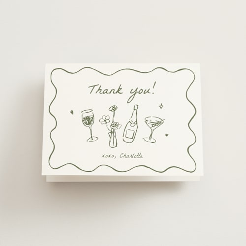This is a meadow bridal shower thank you cards with standard by Cass Loh called chic soirée printing on strathmore in standard