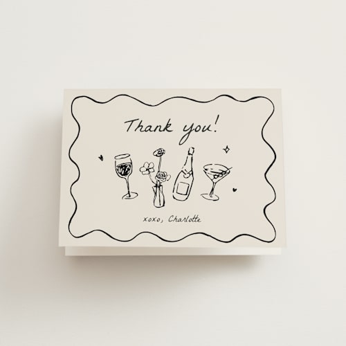 This is a ink bridal shower thank you cards with standard by Cass Loh called chic soirée printing on strathmore in standard